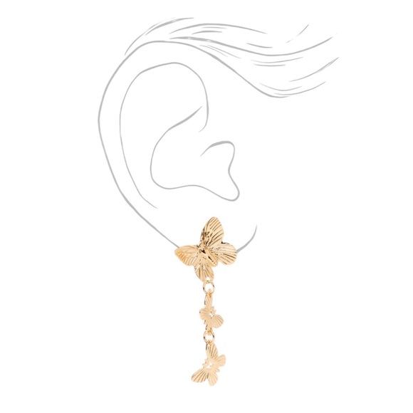 Gold-tone Butterfly 1.5" Drop Earrings - Picture 2 of 2